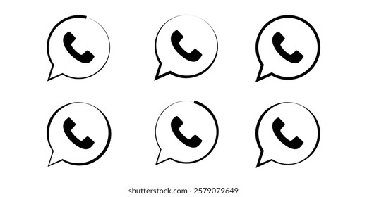 Call icons in various styles. Phone icons and telephone sign symbols.