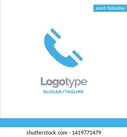 Call, Interface, Phone, Ui Blue Solid Logo Template. Place for Tagline