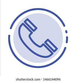 Call, Interface, Phone, Ui Blue Dotted Line Line Icon. Vector Icon Template background