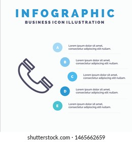 Call, Interface, Phone, Ui Line icon with 5 steps presentation infographics Background. Vector Icon Template background