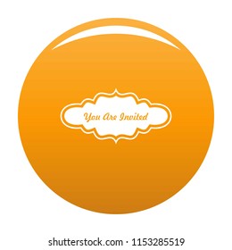 Call label icon. Simple illustration of call label vector icon for any design orange