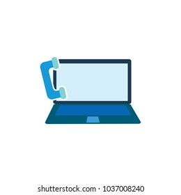 Call Laptop Logo Icon Design