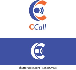 Logo de la letra C. Icono de llamadas y centro de llamadas