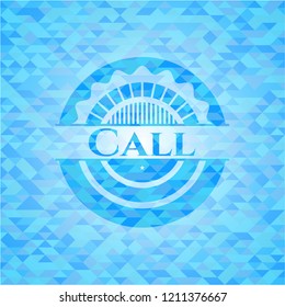 Call light blue emblem with mosaic background