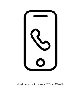 Call line icon. Phone, handset near the planet. Calls around the world. Phone number, communication, dialogue. Connection concept. Vector line icon for Business