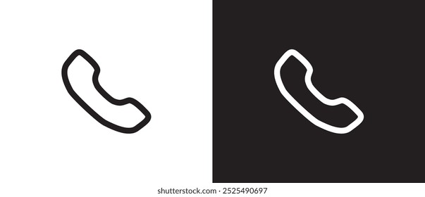 Call line icon, Simple icon of phone call, phone icon on social media, social media app icon on black and white background in vector shape. Eps10. Editable stroke.