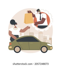 Call for load products abstract concept vector illustration. Store number, curbside pickup sign, order ID, parking place, get supplies amid quarantine, social distancing abstract metaphor.