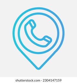 Icono de ubicación de llamada en estilo de degradado, uso para presentación de aplicación móvil del sitio web