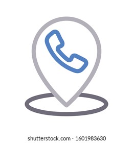 call location vector color line icon 