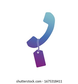 Call logo design combined with tag sign Minimal illustration Flat chat mark Conversation concept Modern speak button Simple service design Phone symbol Info center vector