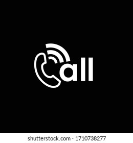 Call Logo Design Isolated On Black Background