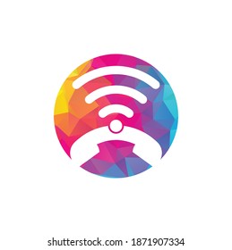 Rufen Sie Logo-WLAN-Symbol-Design-Vektorgrafik auf. Telefon und WiFi Logo Design Vorlage.