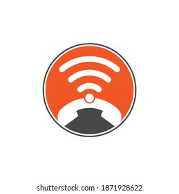 Call logo wifi icon design vector. Phone and wifi logo design template.
