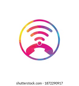 Call logo wifi icon design vector. Phone and wifi logo design template.
