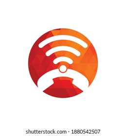 Rufen Sie Logo-WLAN-Symbol-Design-Vektorgrafik auf. Telefon und WiFi Logo Design Vorlage.