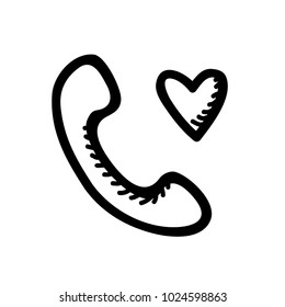 call love doodle style icon - phone love doodle style icon
