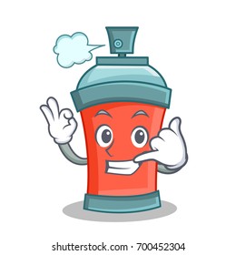 Call me aerosol spray can character cartoon vector illustration