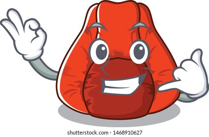 Call me bean bag chair isolated with mascot