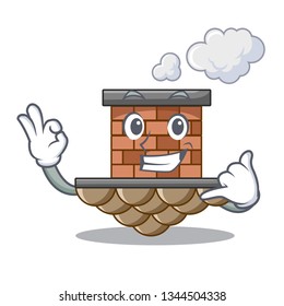 Call me brick chimney next the cartoon roof