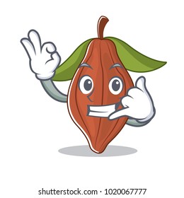 Call me cacao bean mascot cartoon