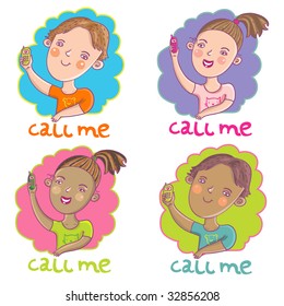Call me. Cartoon vector set