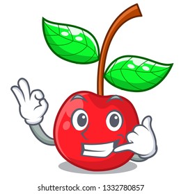 Call me cherries fruit isolated with the cartoon