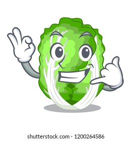 Call me chinese cabbage vegetable isolated on cartoon