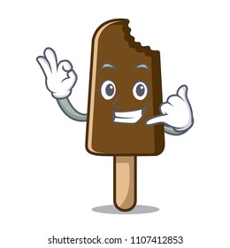 Call me chocolate ice cream mascot cartoon