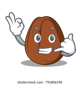 Call me coffee bean mascot cartoon