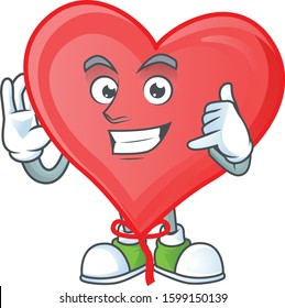 Call me cool red love balloon cartoon character design