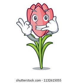 Call me crocus flower mascot cartoon