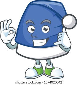 Call me cute blue christmas hat mascot cartoon style