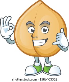 Call me cute chickpeas mascot cartoon style