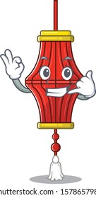 Call me cute chinese paper lanterns mascot cartoon style