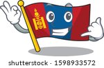 Call me cute face flag mongolia Scroll mascot cartoon design