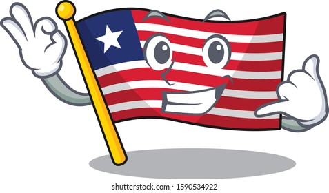 Call me cute face flag liberia Scroll mascot cartoon design