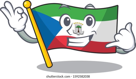 Call me cute face flag equatorial guinea Scroll mascot cartoon design