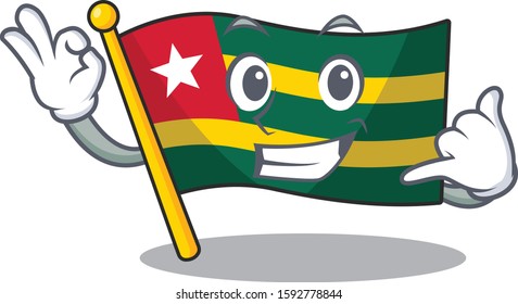Call me cute face flag togo Scroll mascot cartoon design