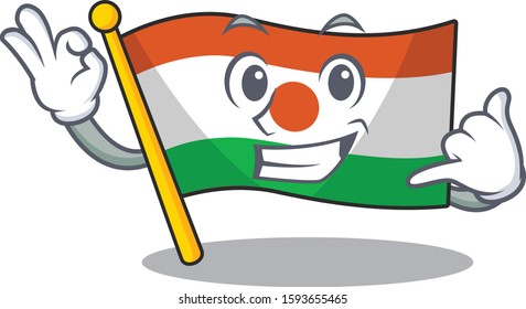Call me cute face flag niger Scroll mascot cartoon design