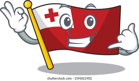 Call me cute face flag tonga Scroll mascot cartoon design