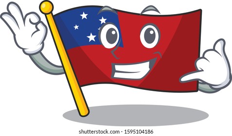 Call me cute face flag samoa Scroll mascot cartoon design