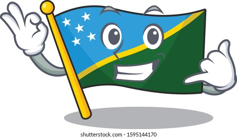Call me cute face flag solomon island Scroll mascot cartoon design