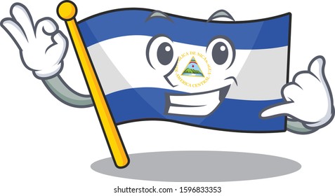 Call me cute face flag nicaragua Scroll mascot cartoon design