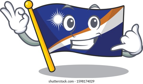 Call me cute face flag marshall island Scroll mascot cartoon design