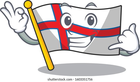 Call me cute face flag faroe island Scroll mascot cartoon design