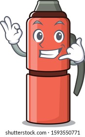 Call me cute face thermos bottle Scroll mascot cartoon design
