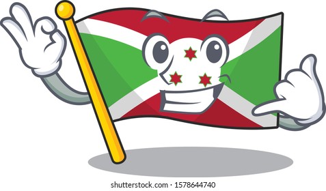 Call me cute flag burundi mascot cartoon style