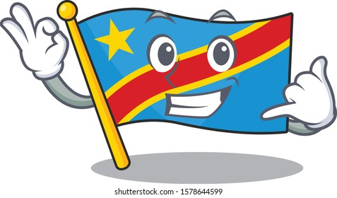 Call me cute flag democratic republic mascot cartoon style