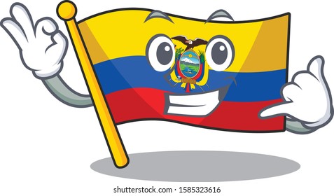 Call me cute flag ecuador mascot cartoon style