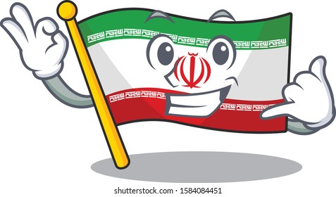 Call me cute flag iran mascot cartoon style